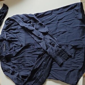 Navy Silk Blouse Size XS